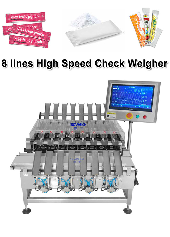 High-Precision 8-lane Checkweighers Scales Multi lines Check Weigher Machine for Packaging Lines