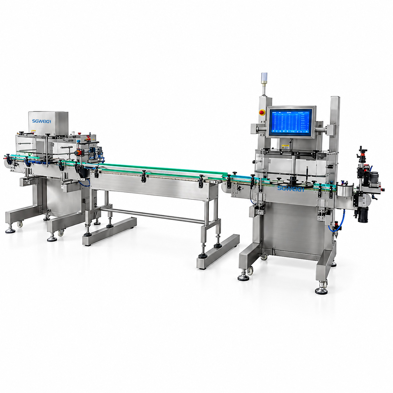 AB-linked rotary bottle checkweigher